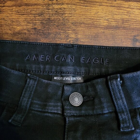 American Eagle Jean 4 S Jegging Curvy Highest Rise Next Level Stretch Black Wash - Picture 4 of 12